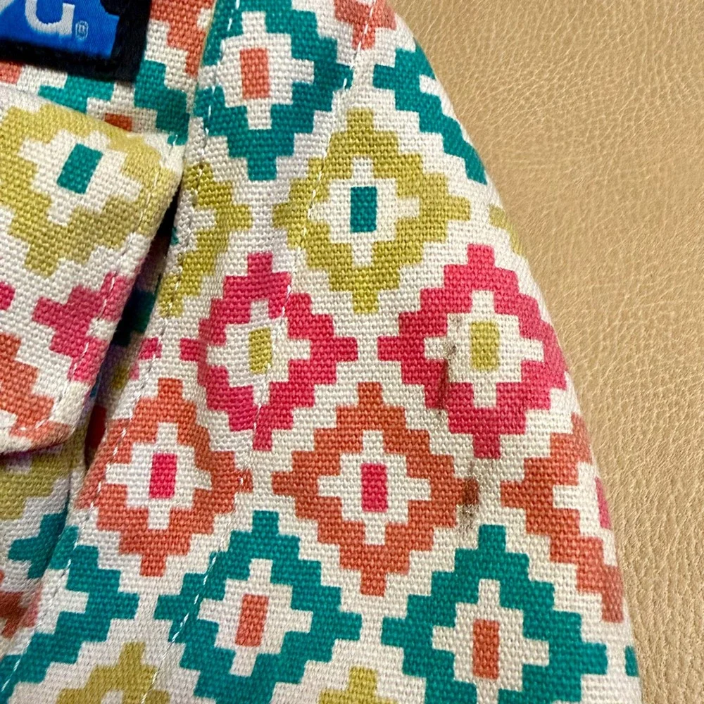 KAVU Rope Bag Sling Backpack Pink Yellow Teal Geometric Diamond Crossbody Bag